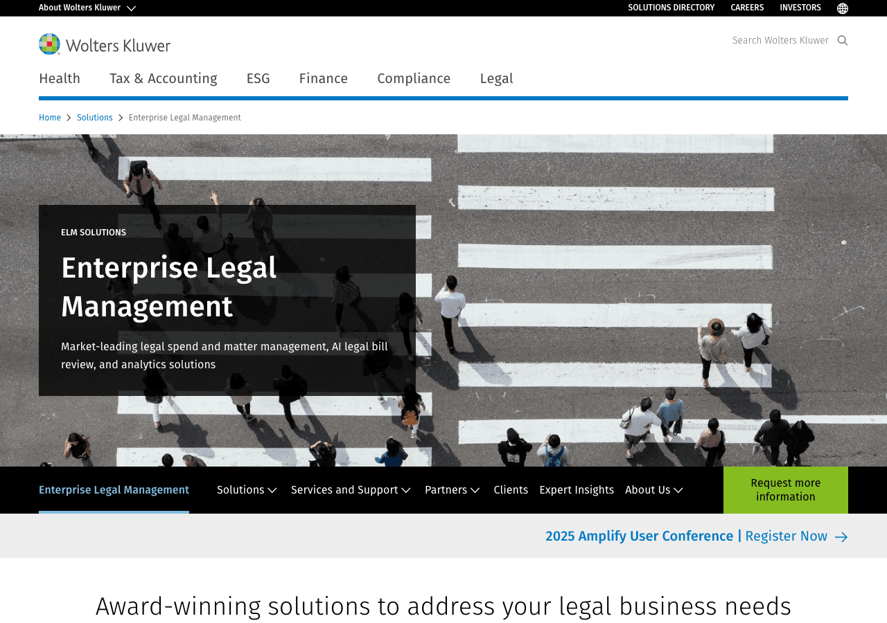 ELM Solutions | Wolters Kluwer Productivity & Collaboration showing Productivity & Collaboration - Transforming the way legal