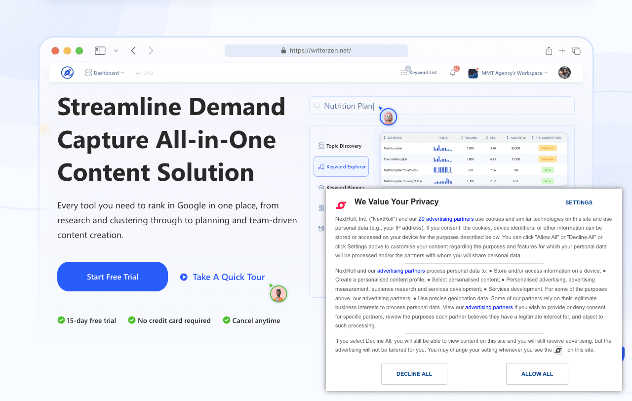 WriterZen Writing & Translation showing Writing & Translation - Scale Your SEO Content Production