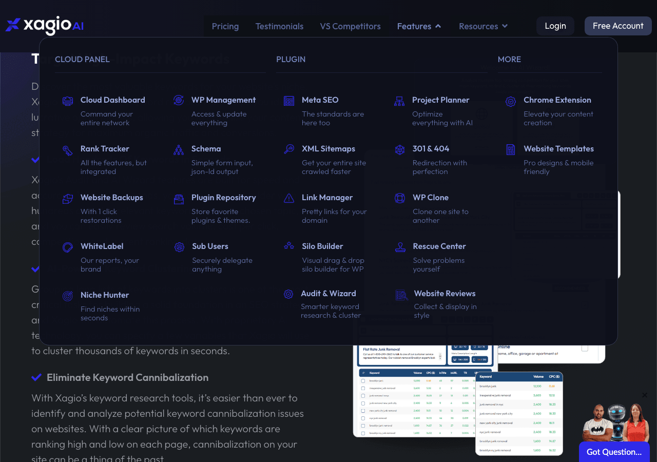 Xagio Search & Discovery showing Search & Discovery - Empowering Text Intelligence