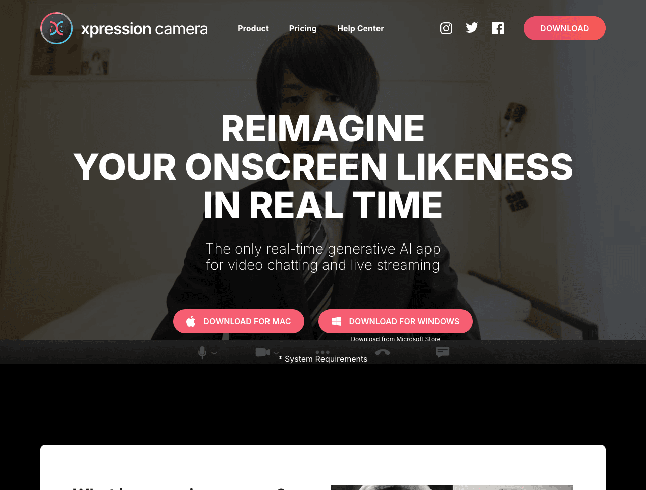Xpression Camera Video Generation showing Video Generation - Become anyone. Instantly.