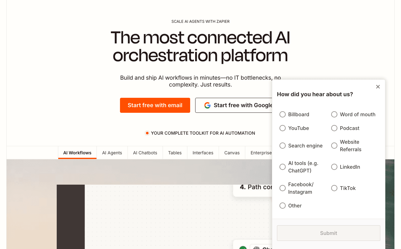 Zapier Productivity & Collaboration showing Productivity & Collaboration - Connect your apps. Automate your work. Unlock AI-p
