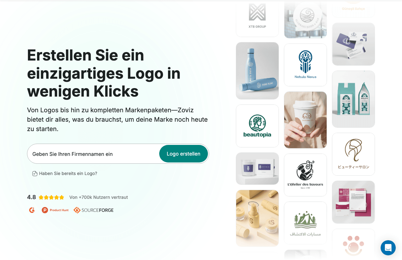 Zoviz Design showing Design - AI logo maker and brand identity