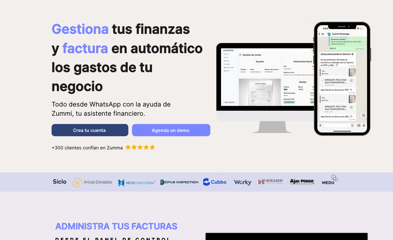 Zumma Data Analytics showing Data Analytics - Expense management, right from WhatsApp
